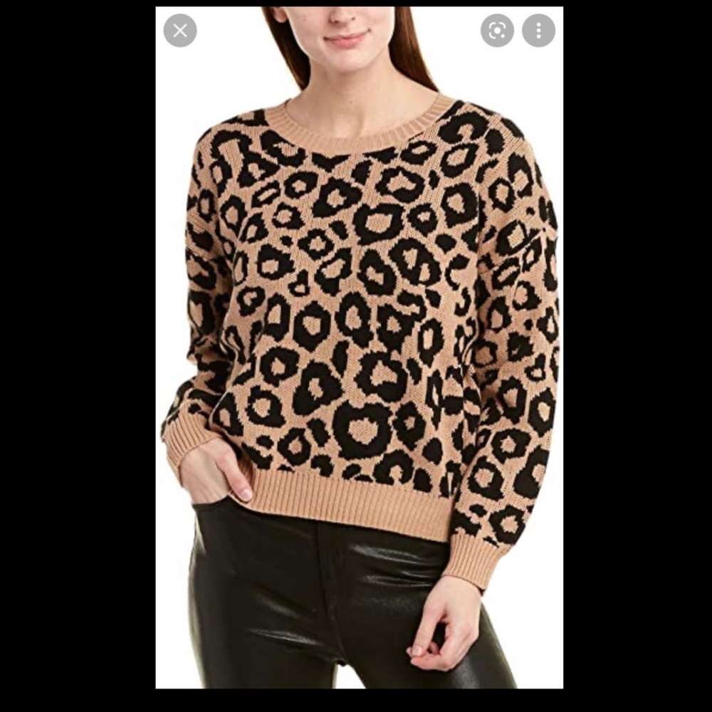 NWT BCBGMaxAzria Women's Cotton Blend Animal Print Long Sleeve Crewneck Sweater